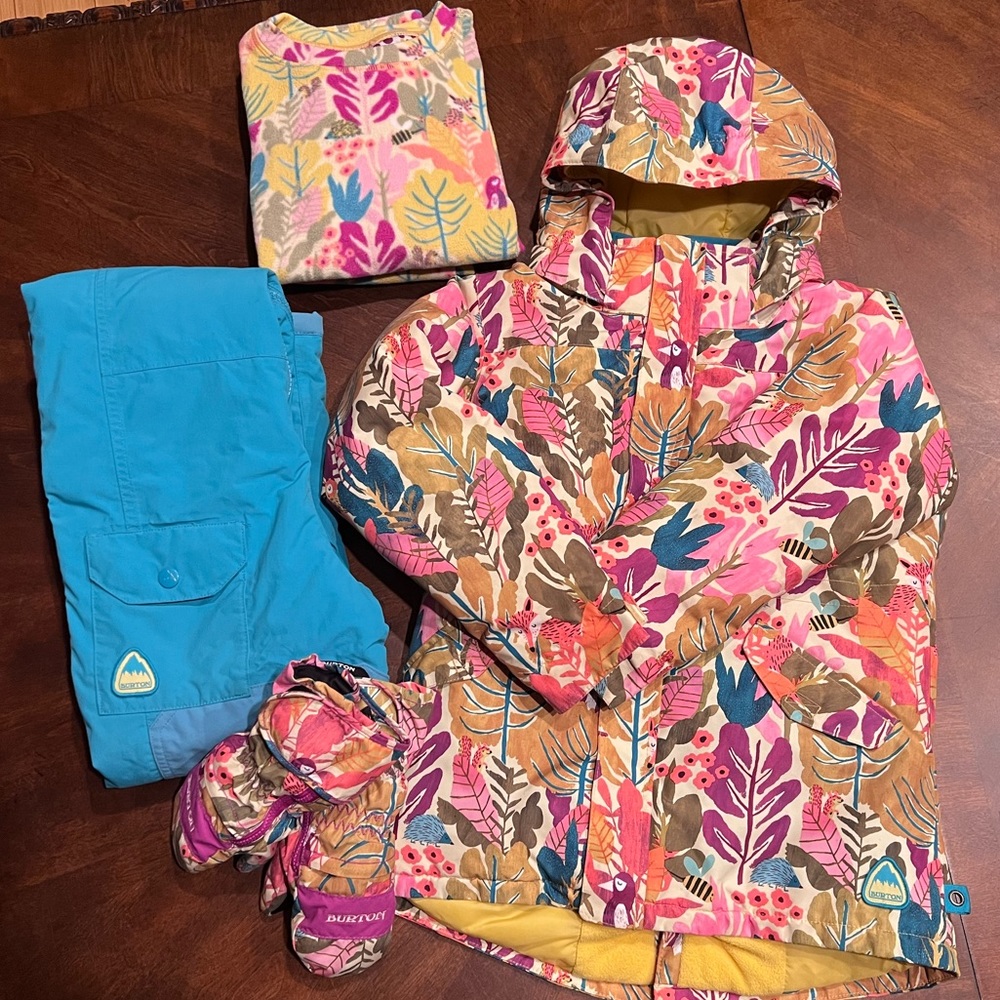 Burton Girls’ Snow Bundle - Jacket Bib Base Layer & Mittens